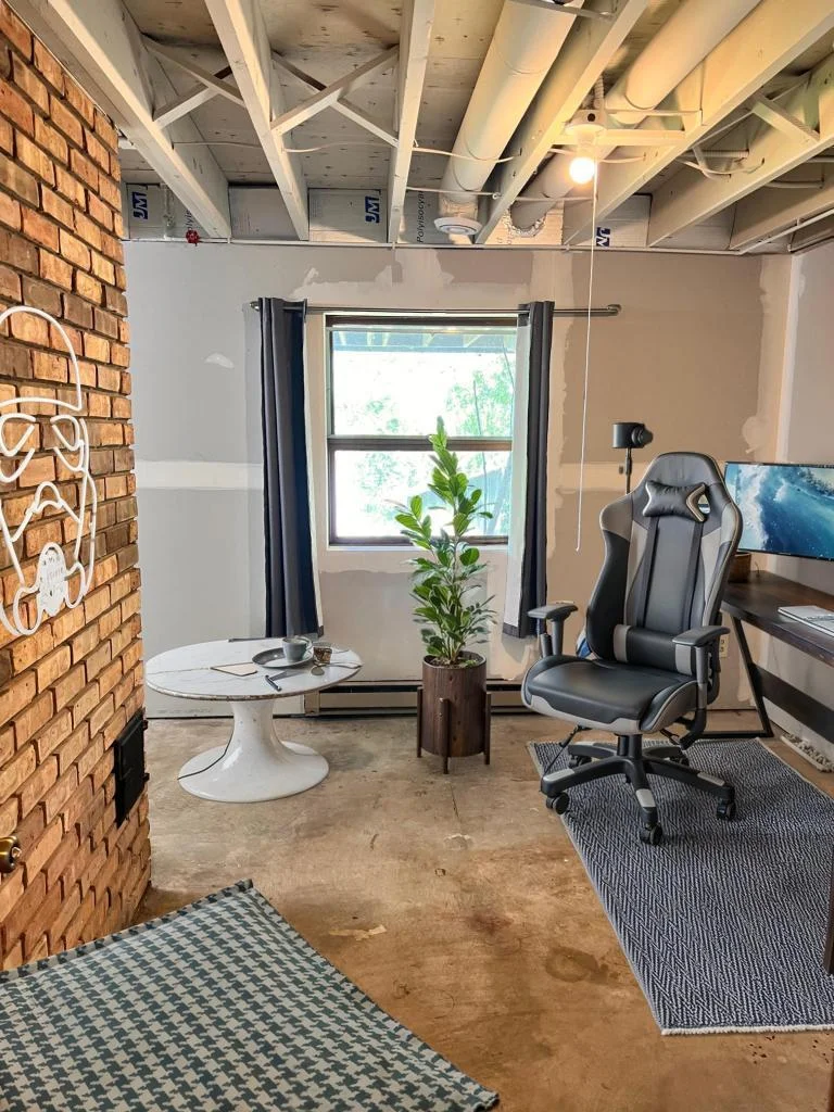 basement office staged virtually.