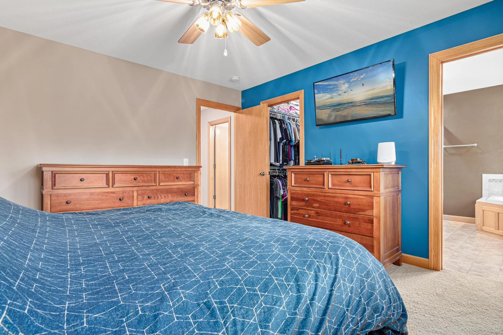 The primary bedroom has a walk-in closet.