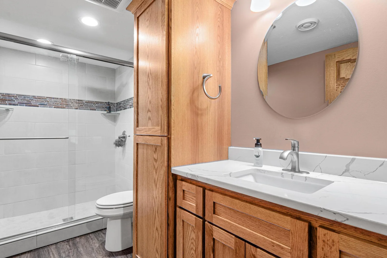 The lower level bathroom. This was built in 2021.