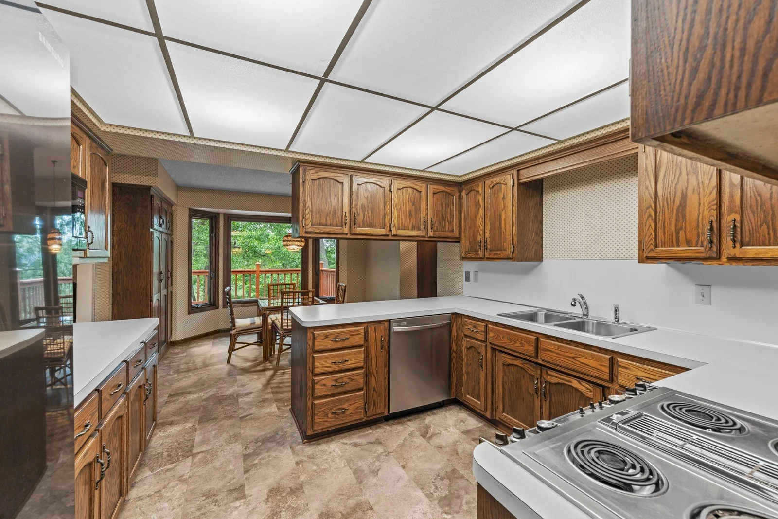 The kitchen has an abundance of cabinets and counterspace. The dishwasher was installed in 2025.