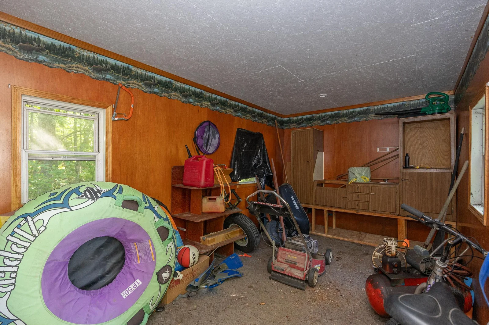 Inside view of storage shed