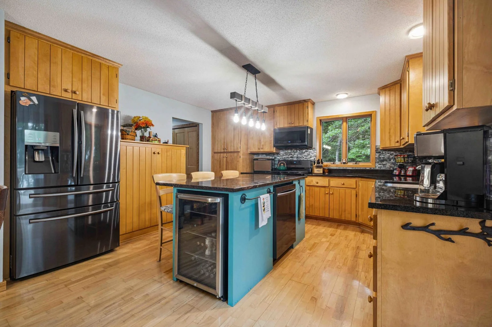 center island with wine cooler