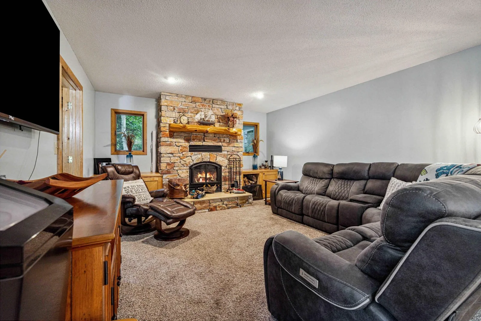 Wood burning fireplace