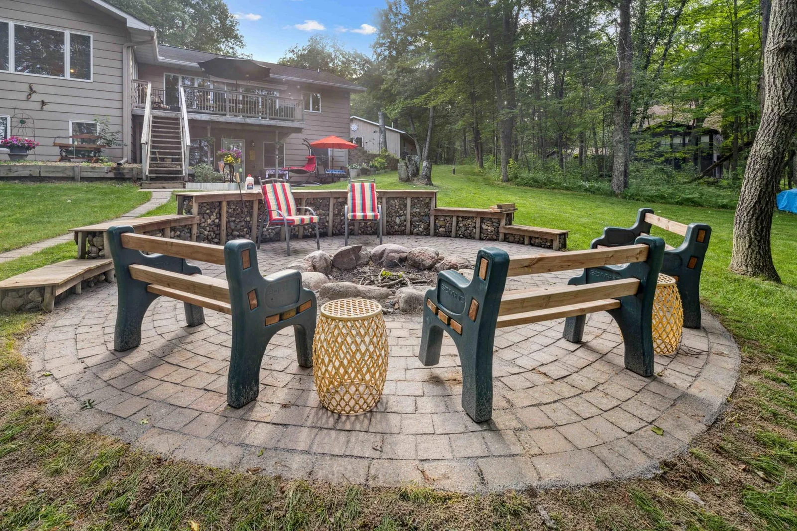 paver stone fire pit area