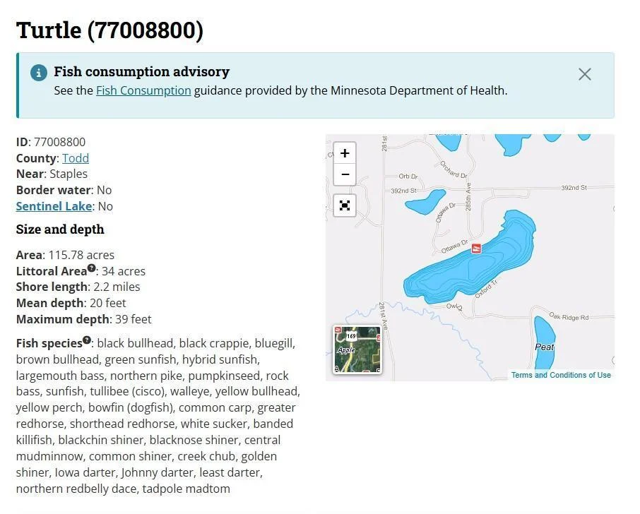 Turtle Lake Fish Info