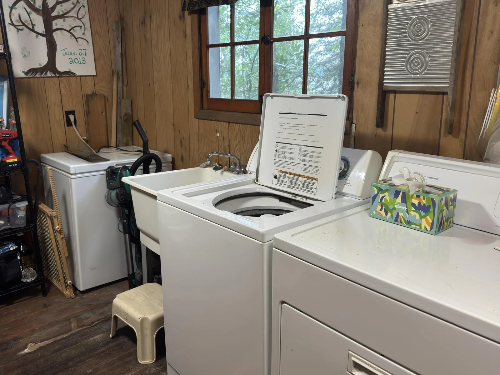 Red cabin laundry room