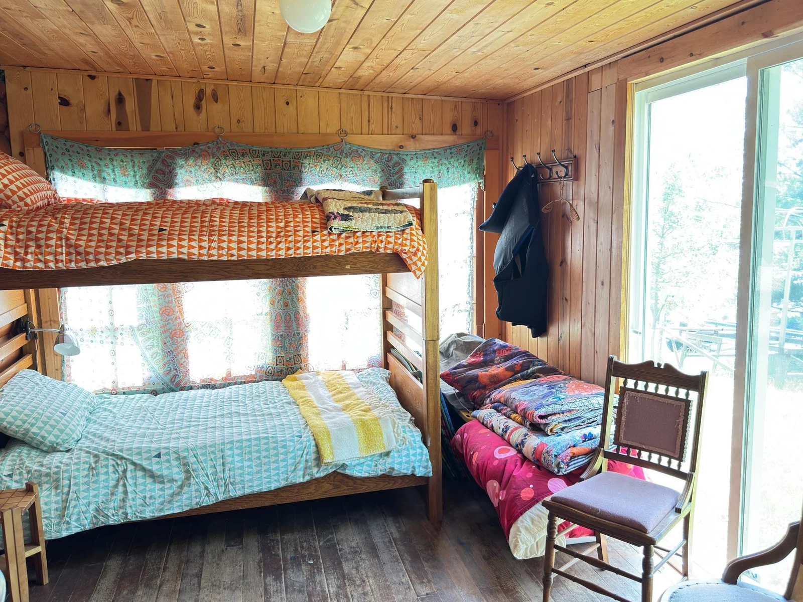 White cabin bunk beds