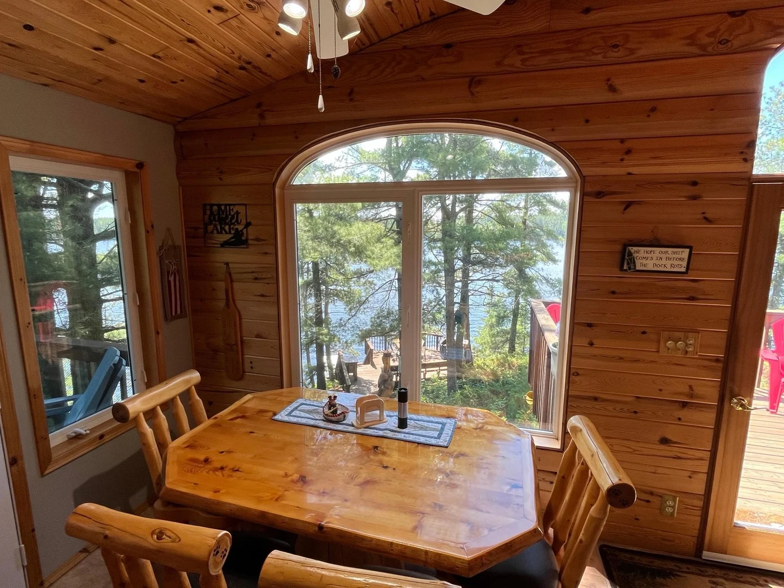 Great view of the lake from the dining table