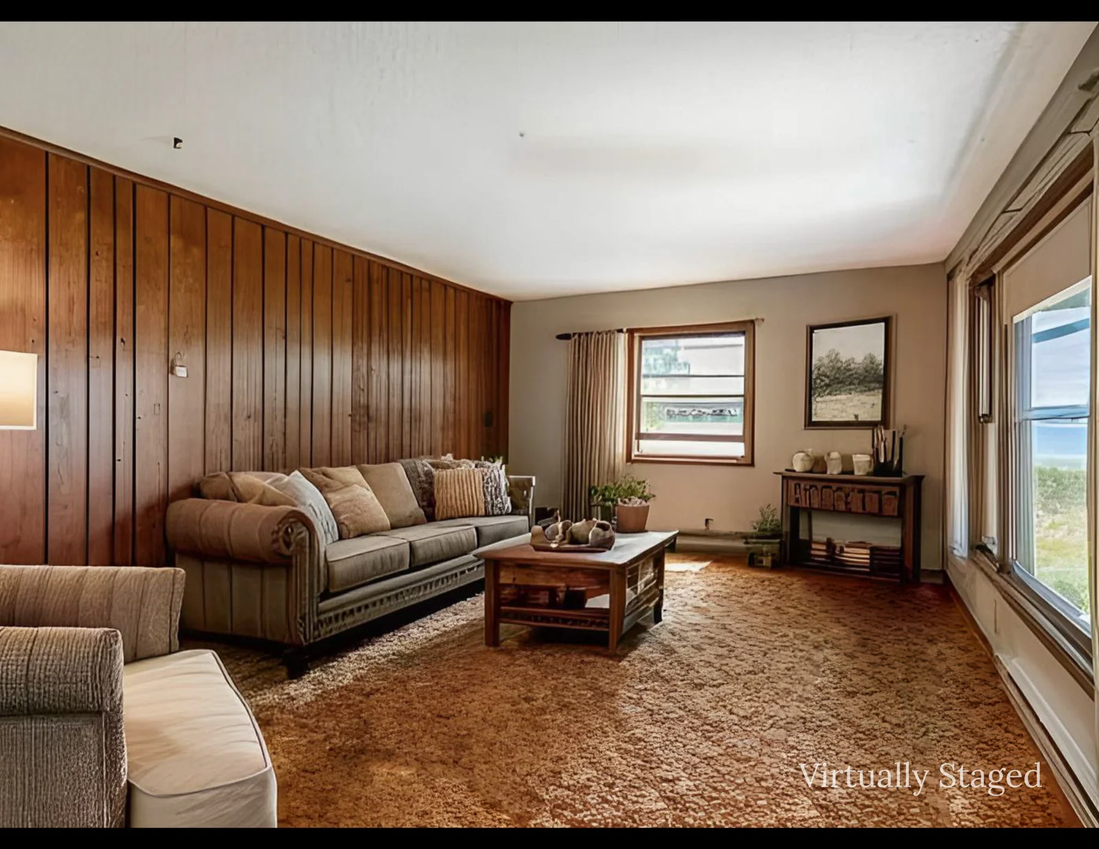 Virtually staged family room