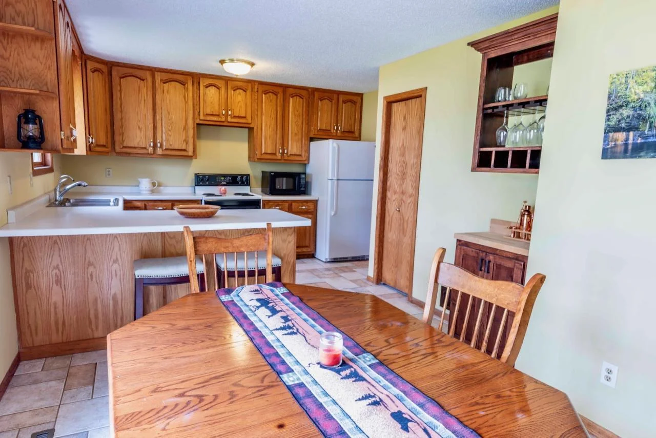 Kitchen that is open to dining and living rooms