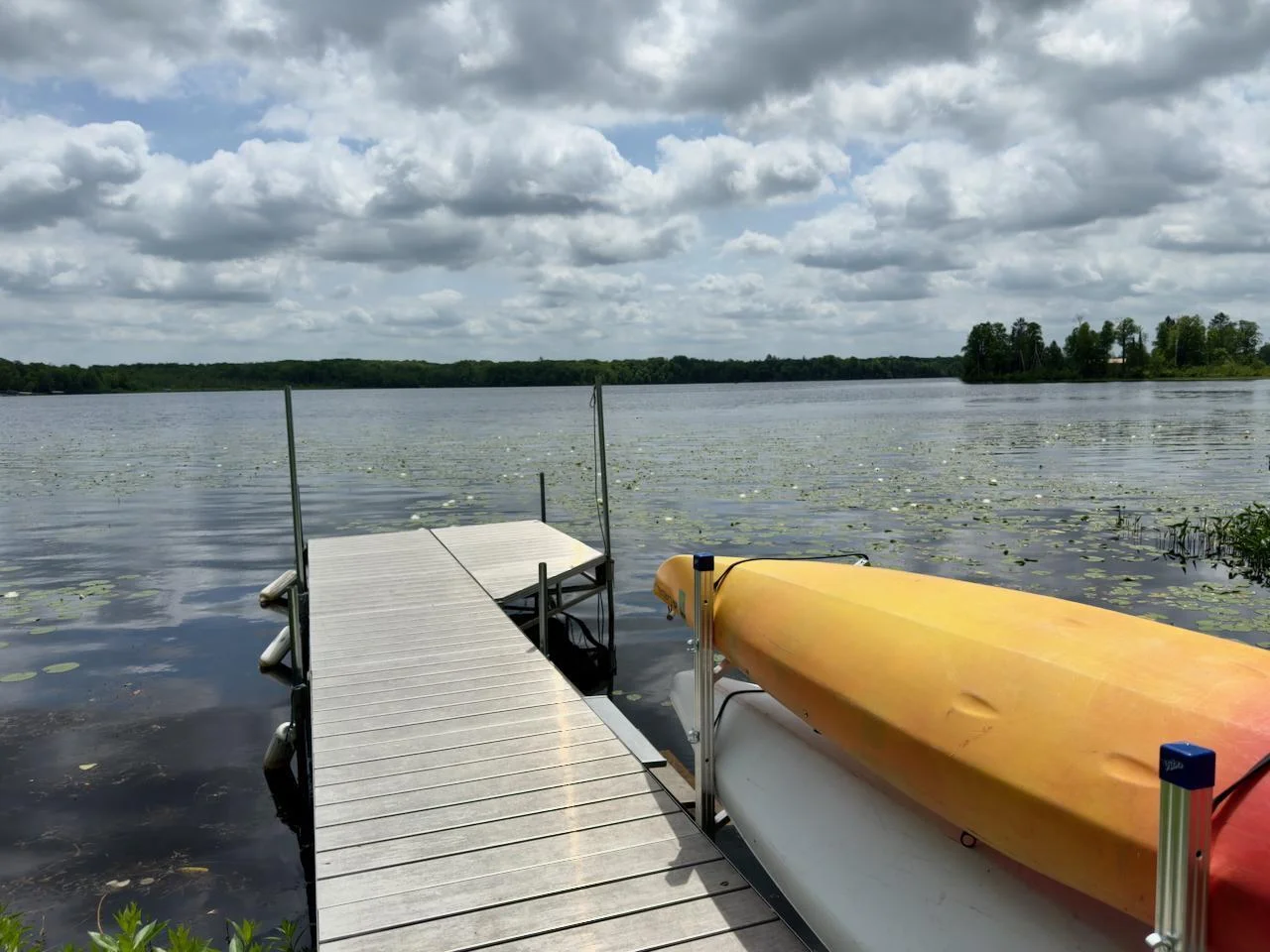 Dock with room for a boat and canoes