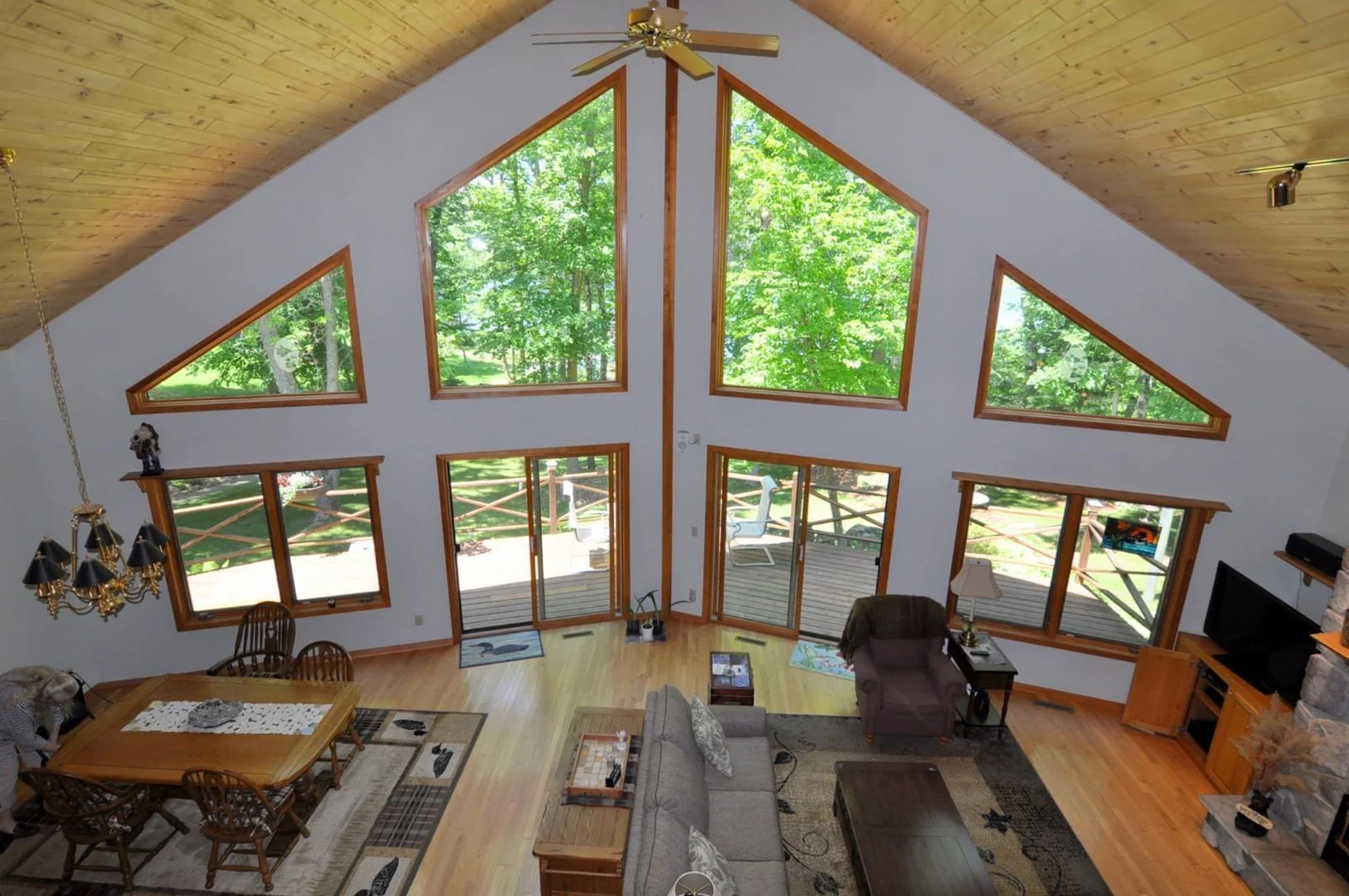 Floor to ceiling windows accent the open floor plan.  Vaulted ceiling and beautiful views.