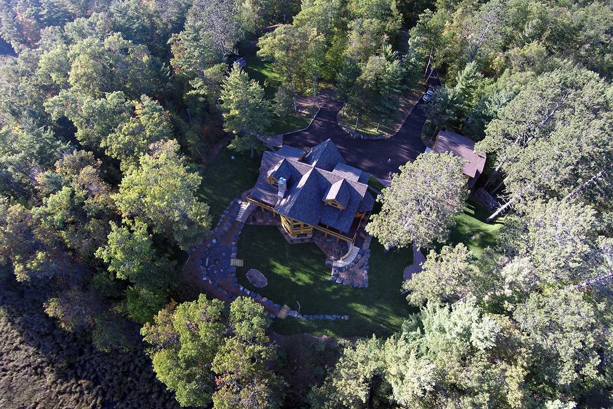 Aerial drone photo almost directly overheard