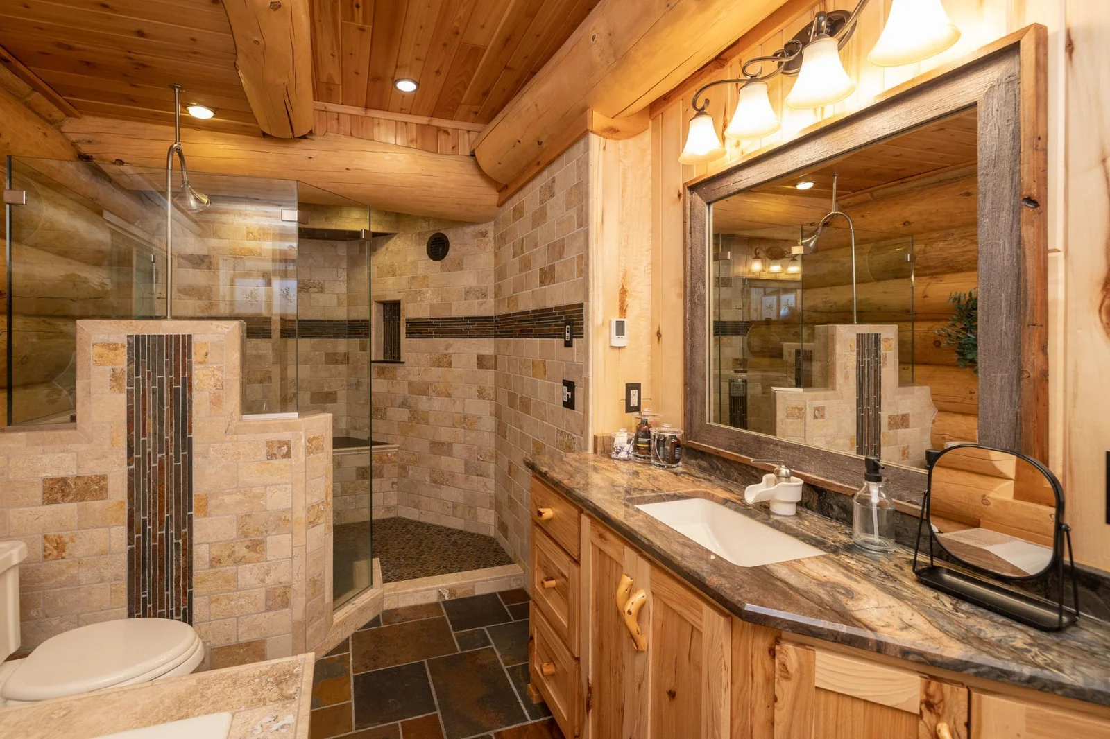 Walk in shower with custom tile work