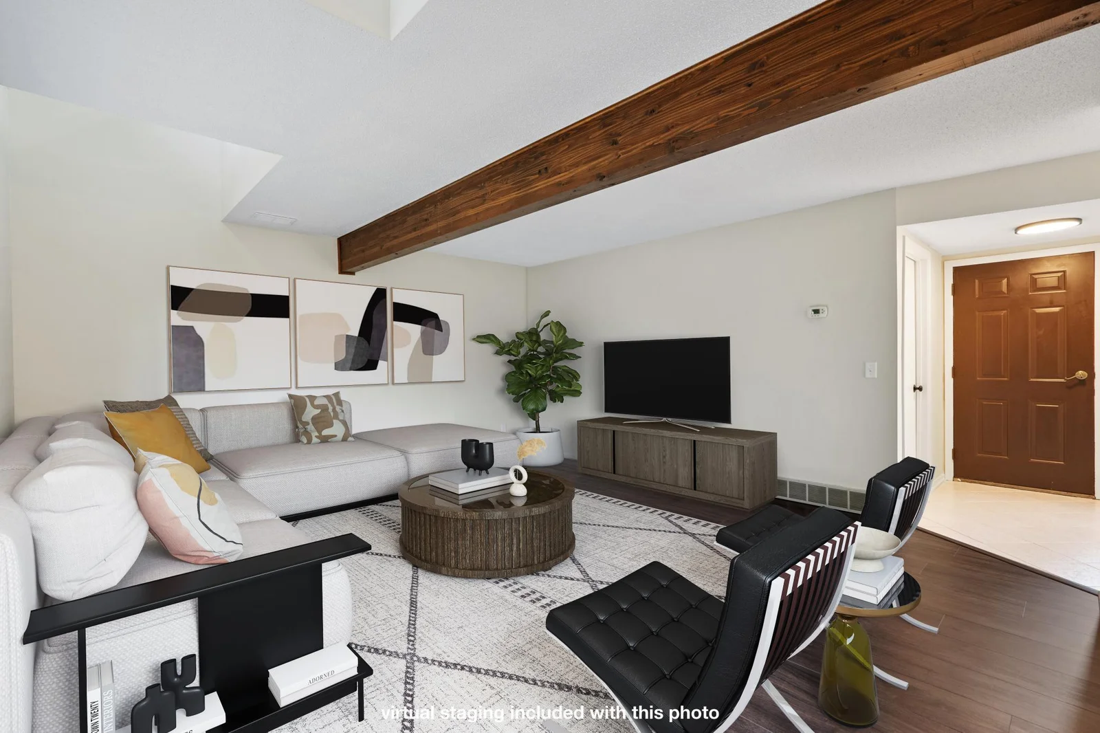 Living room has ample room to entertain and hang out.  The light from the west facing windows allows tons of natural light to fill the room.*photo includes virtual staging for reference.