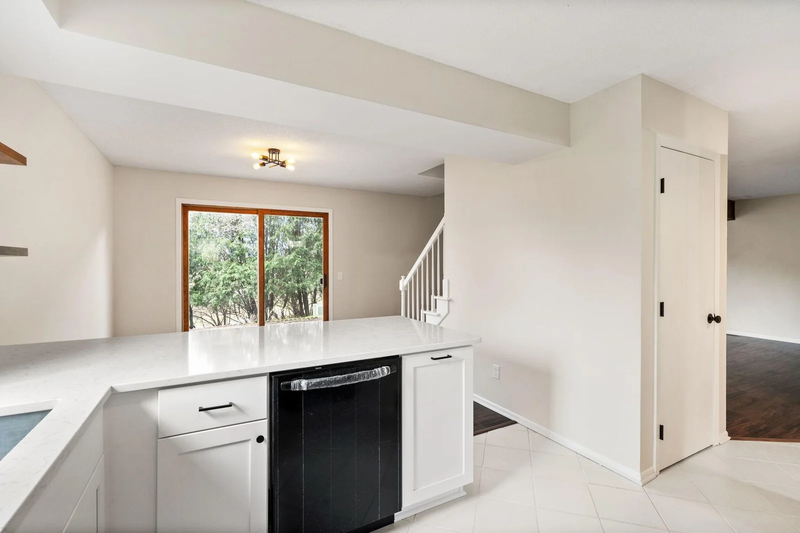 Kitchen view of the sliding door to the patio.
