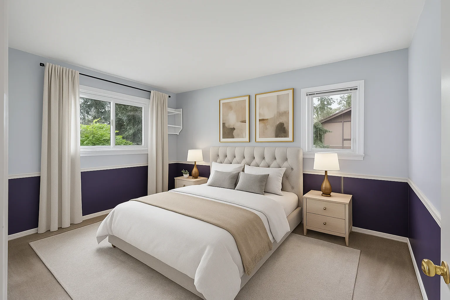 Bedroom up virtually staged