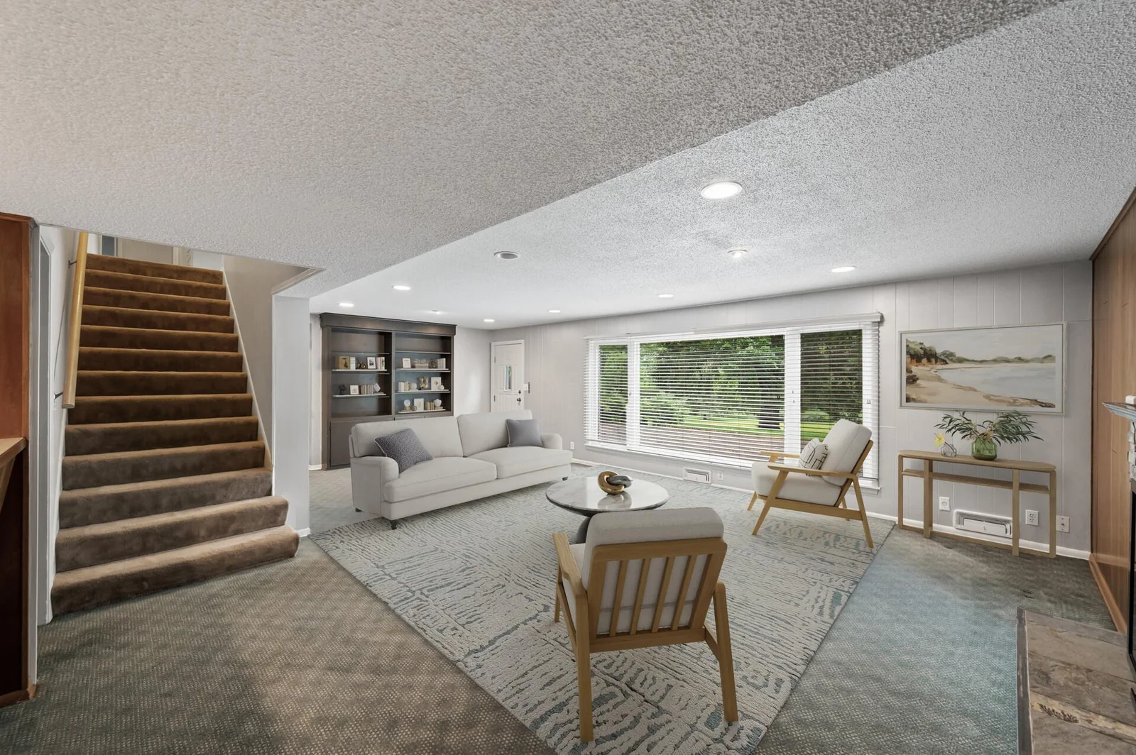 Family room virtually staged