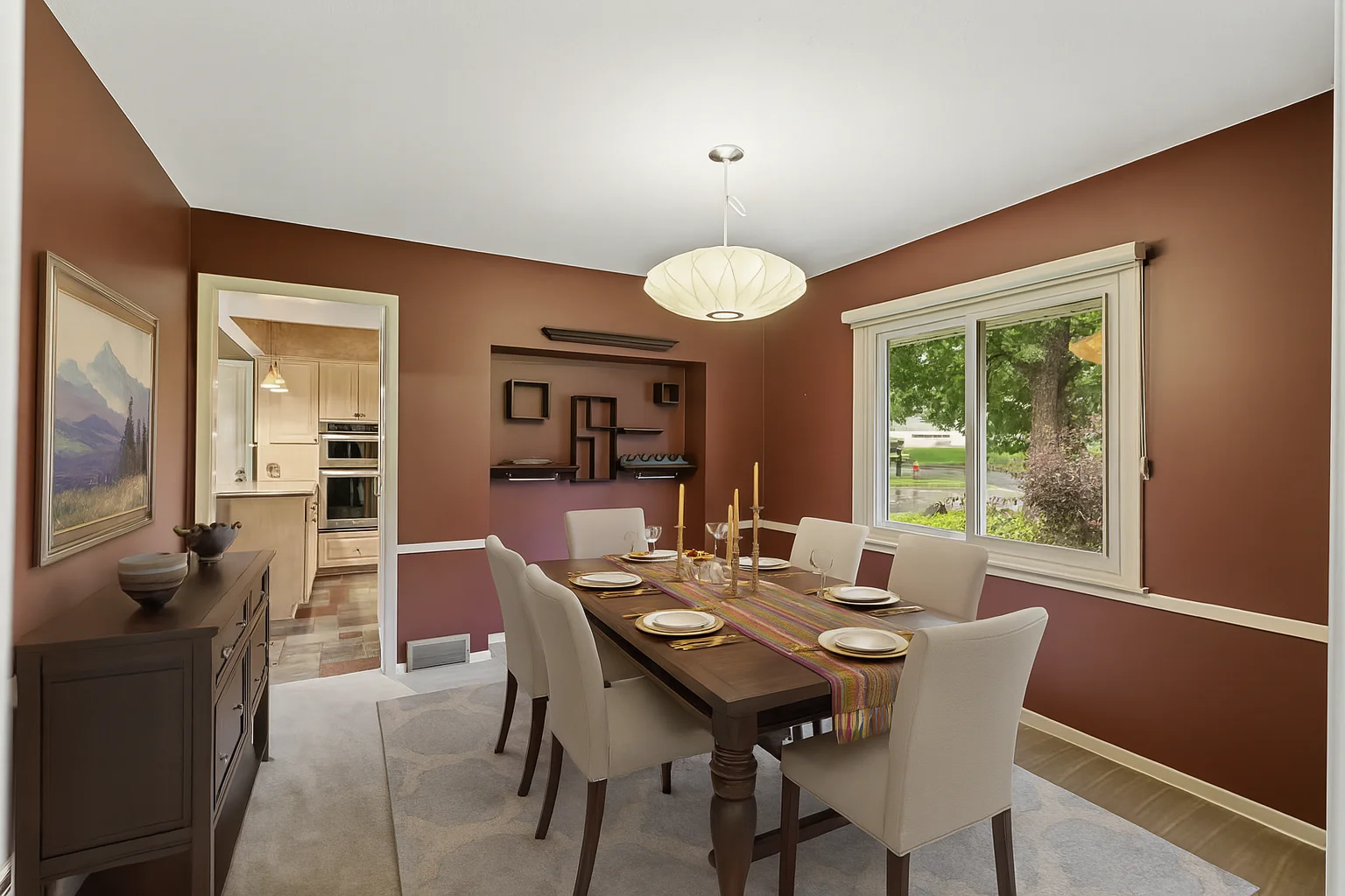 Dining room virtually staged