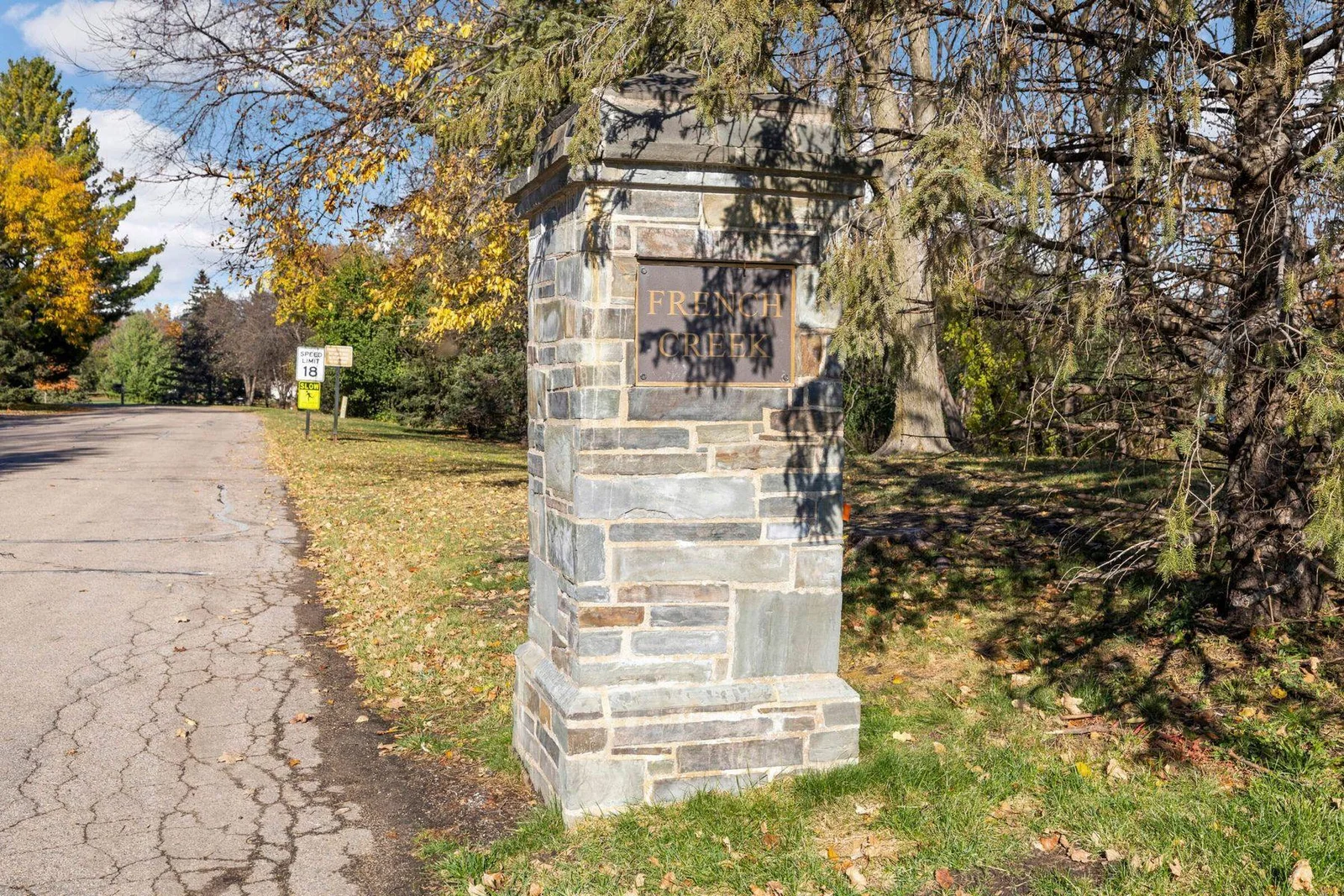 Architectural beauty at every turn, even the first one -- pretty columns greet you upon entertaining French Creek.