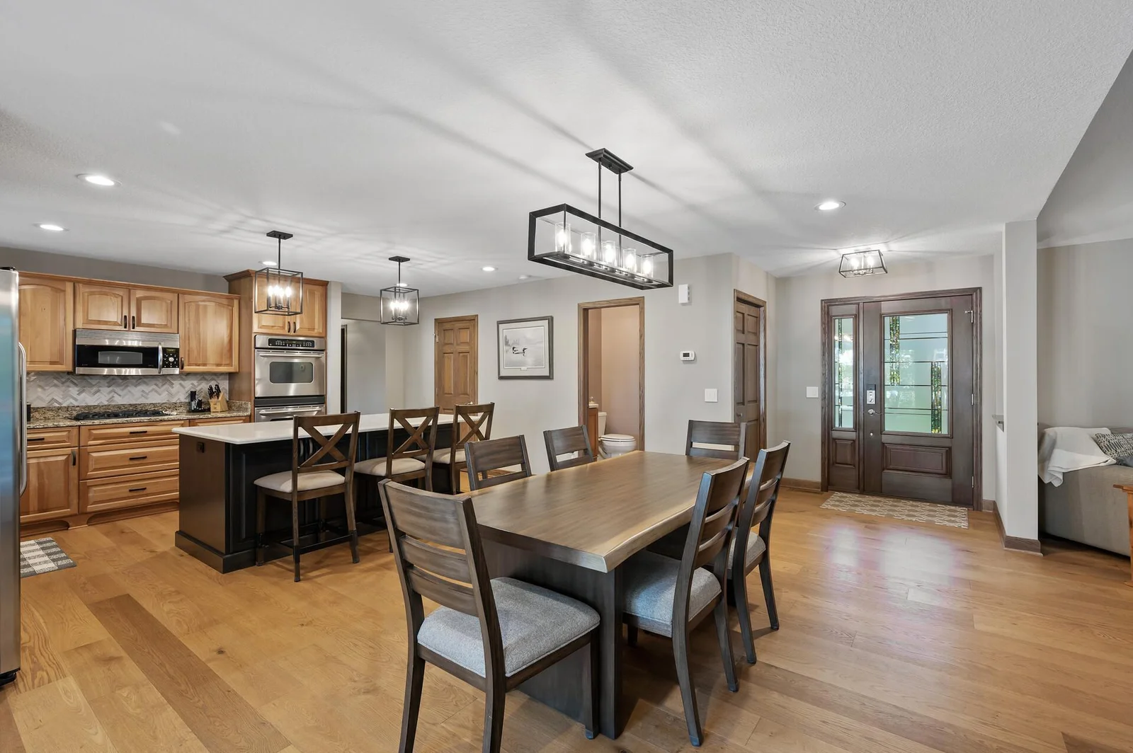 View of the front entry from the dining area.