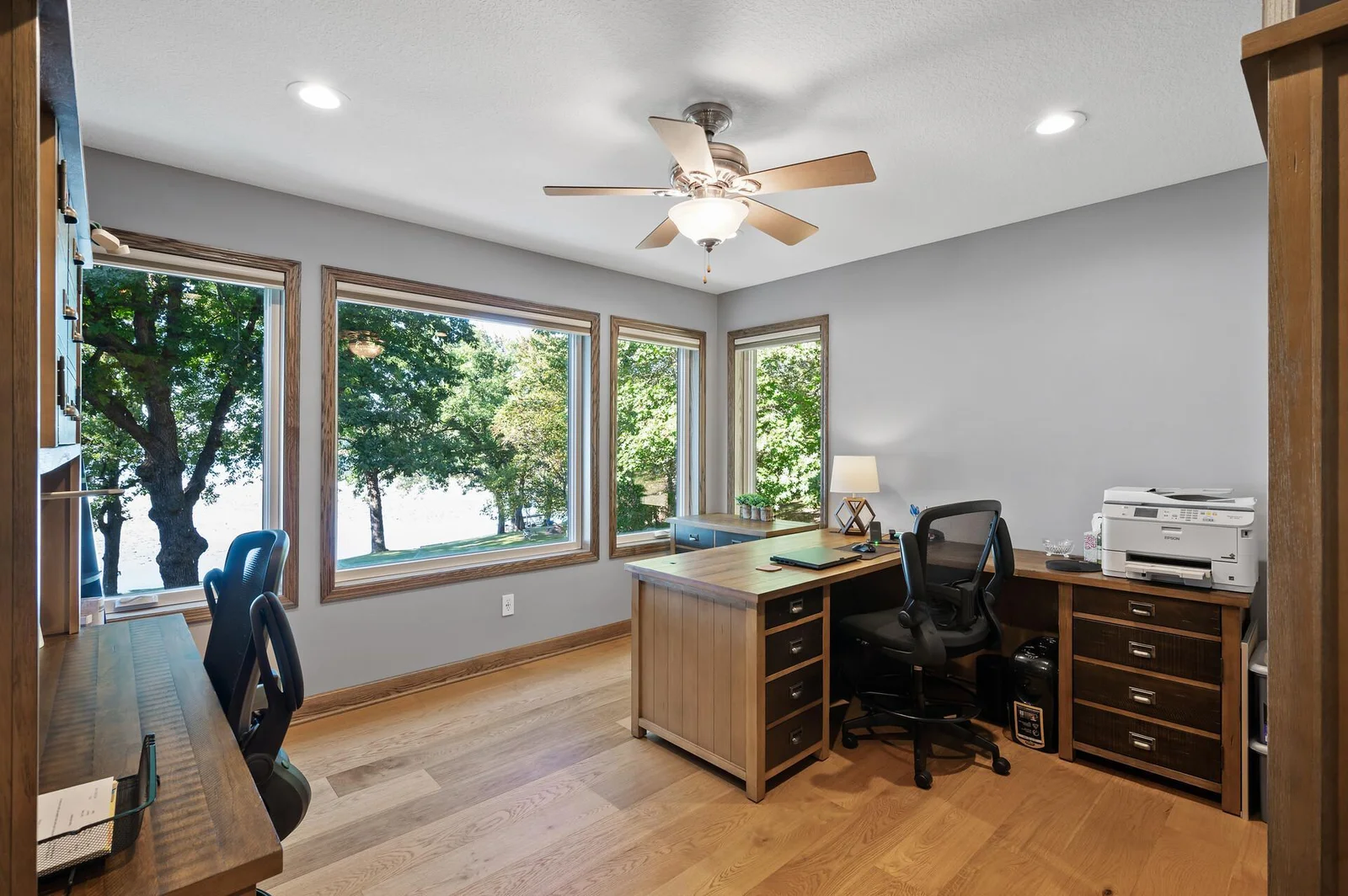 Main level office space with lake views