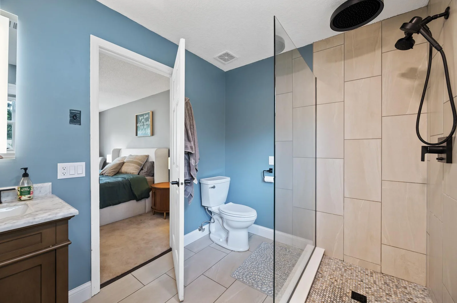 heated floors with tiled shower