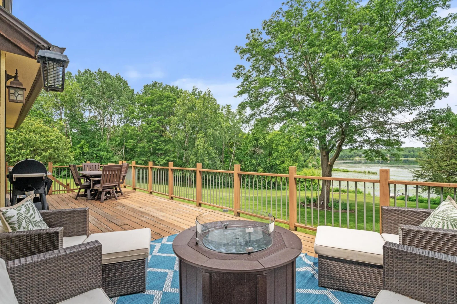 large deck overlooking lake