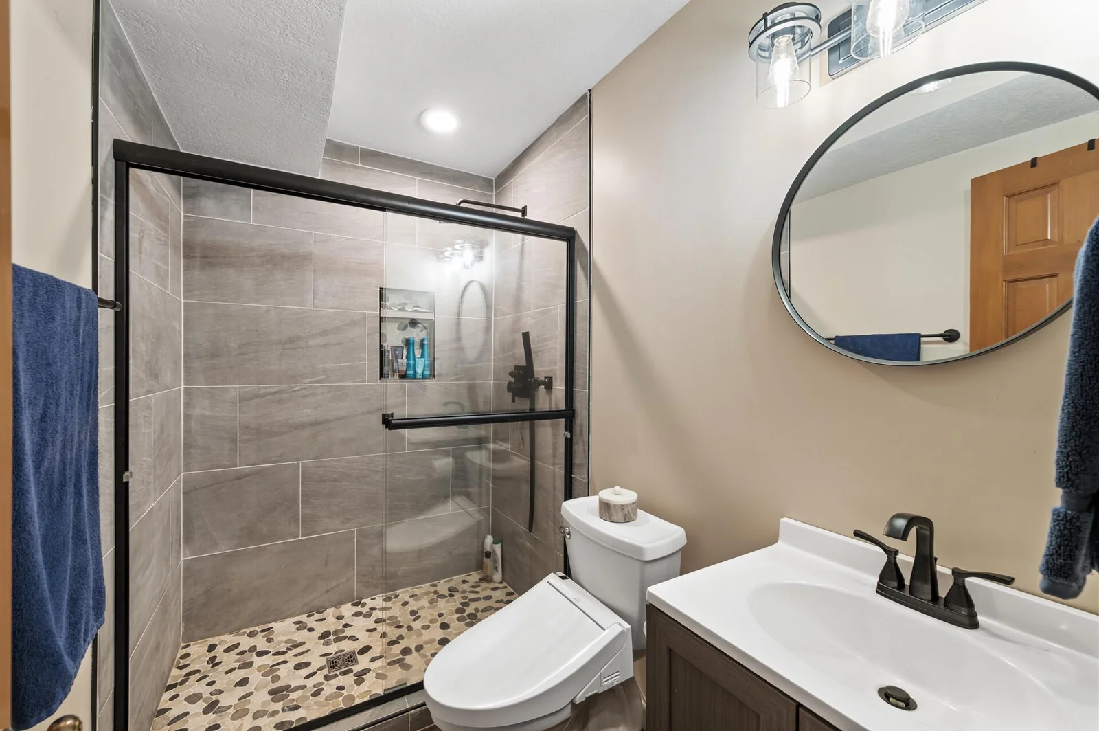 lower 3/4 bath with heated floors