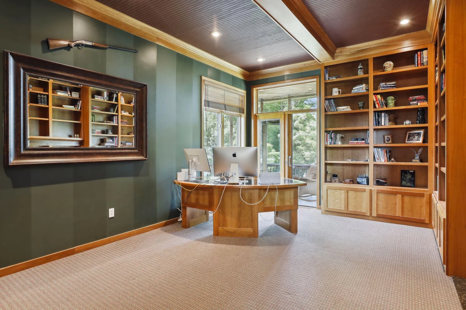 What a perfect setup to work or run your business from home! Take a break from the hustle and soak up your surroundings right from your private office space Main floor office with easy access to the screen porch offering serene lake / treed views.