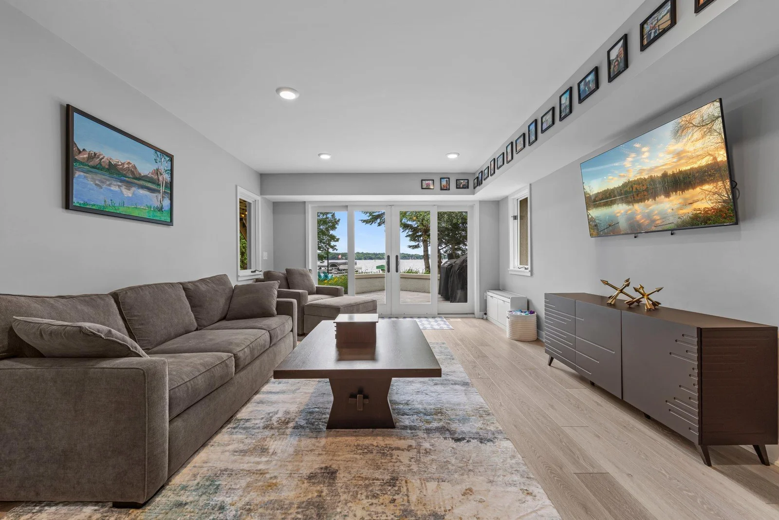 Lower Level Family Room with Lake Views