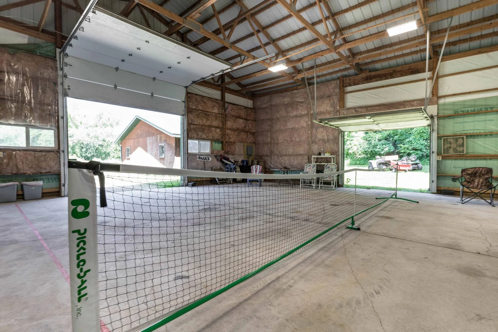 That Right Pickleball court in Pole shed