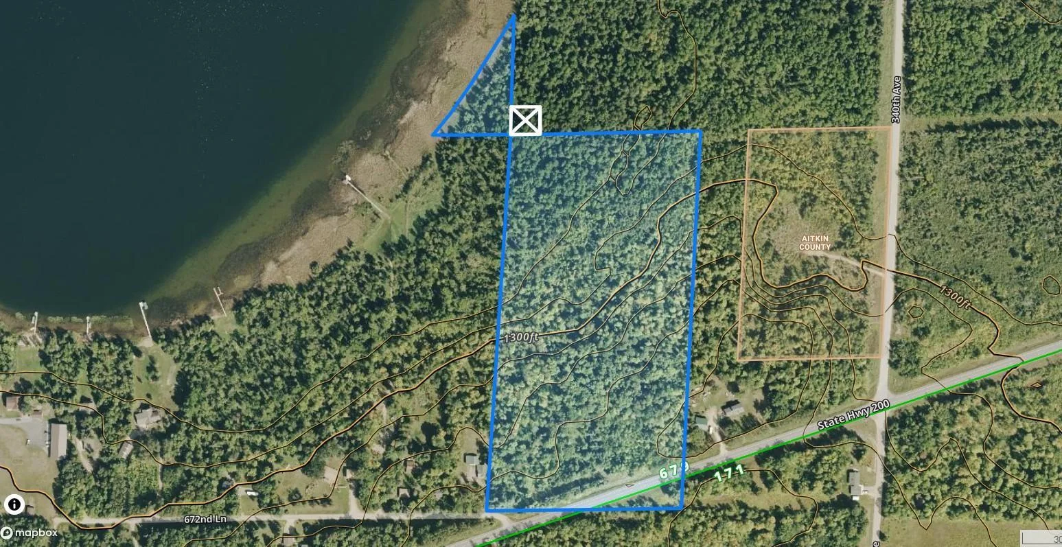 Parcel Map (White X Area indicates easement to lakeshore parcel)