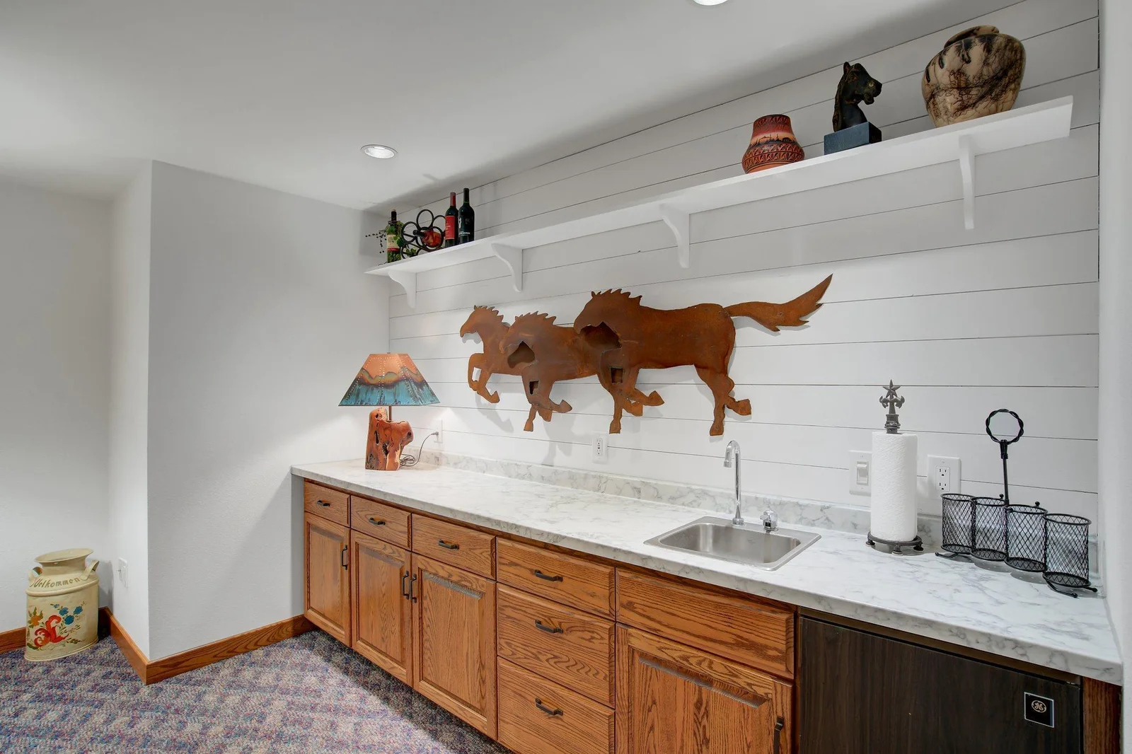 Family Room in Lower Level with built-in wet bar