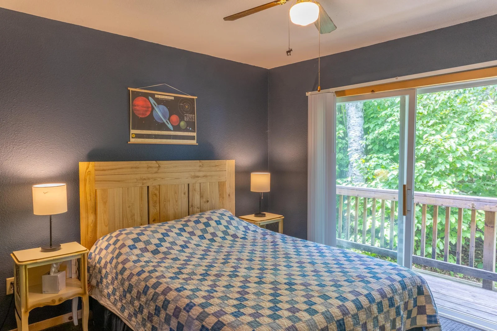 Bedroom with walkout to the deck