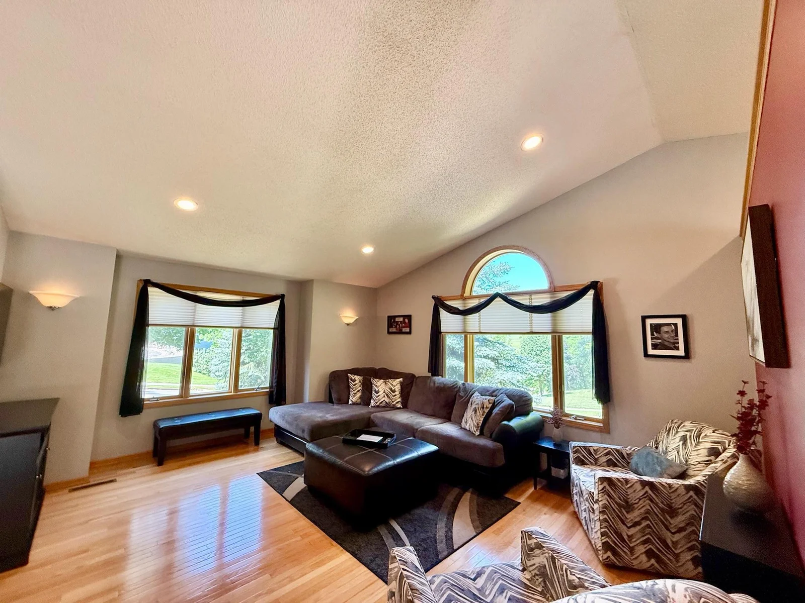 Large windows offer plenty of natural lighting.