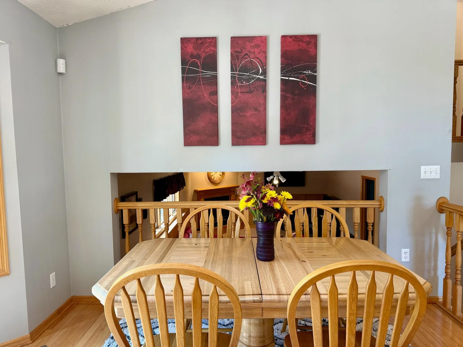 Railing offers an open feel overlooking the garden level family room.