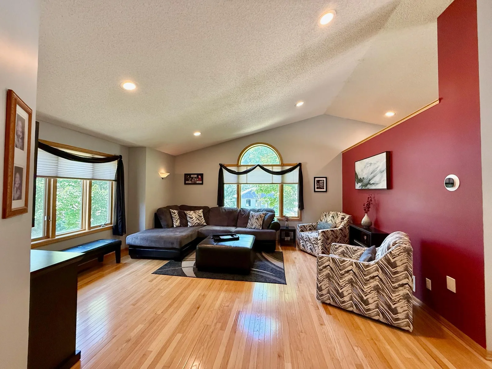 Vaulted living room.