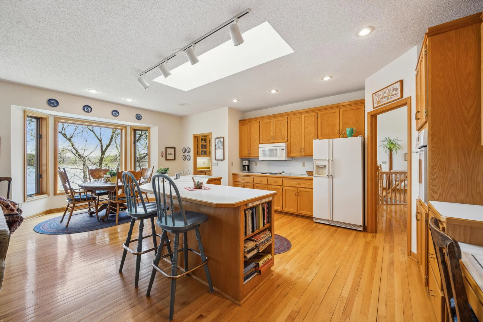 Great views of the lake from the kitchen and dining area.