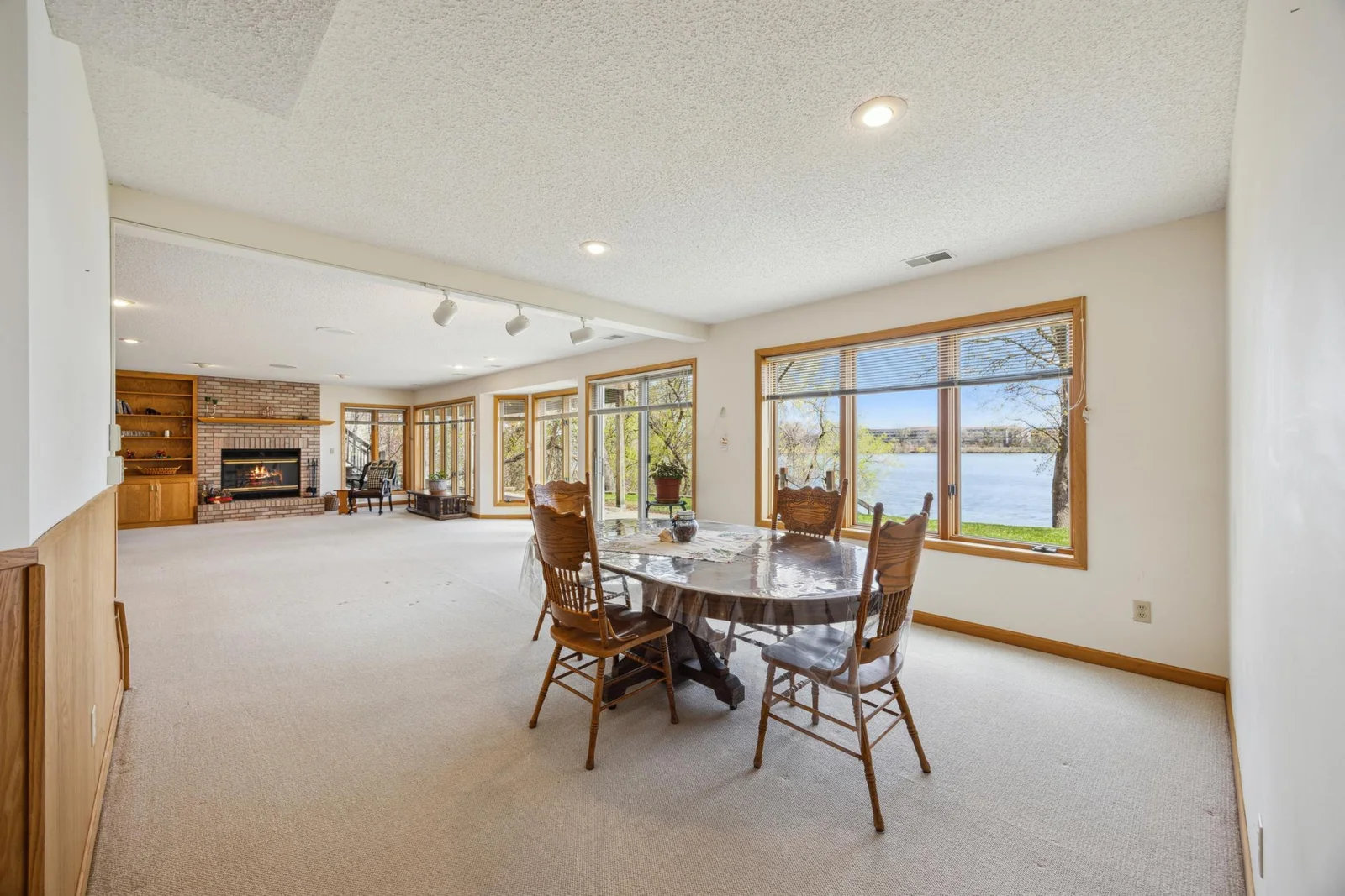 Area for dining in lower level.