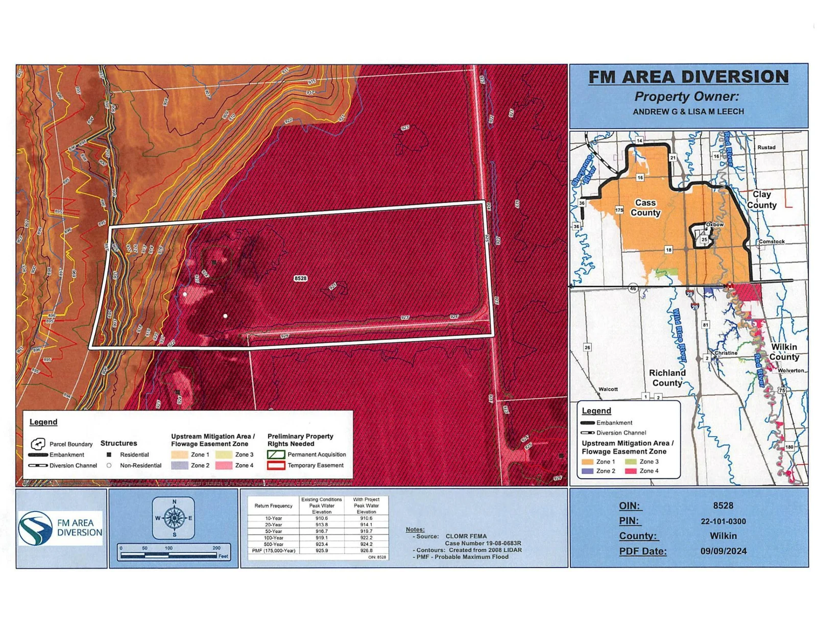 County map showing buildable areas in pink which have never flooded. Part of the diversion project.