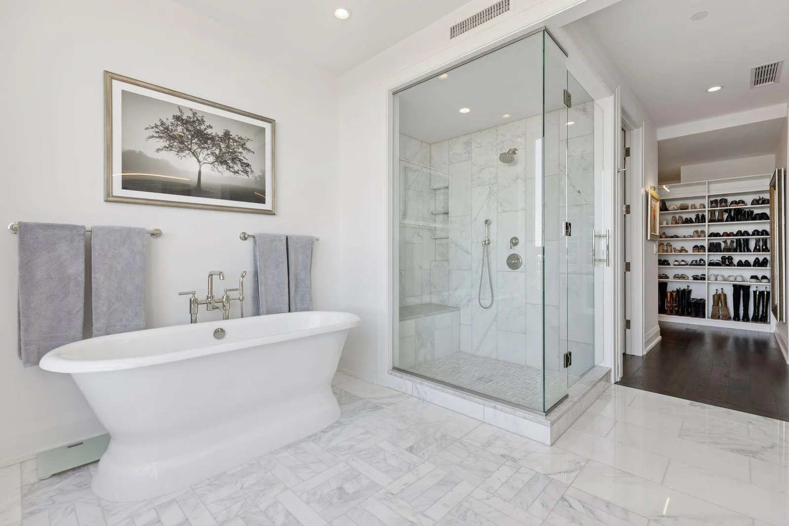 luxurious soaking tub and walk-in shower
