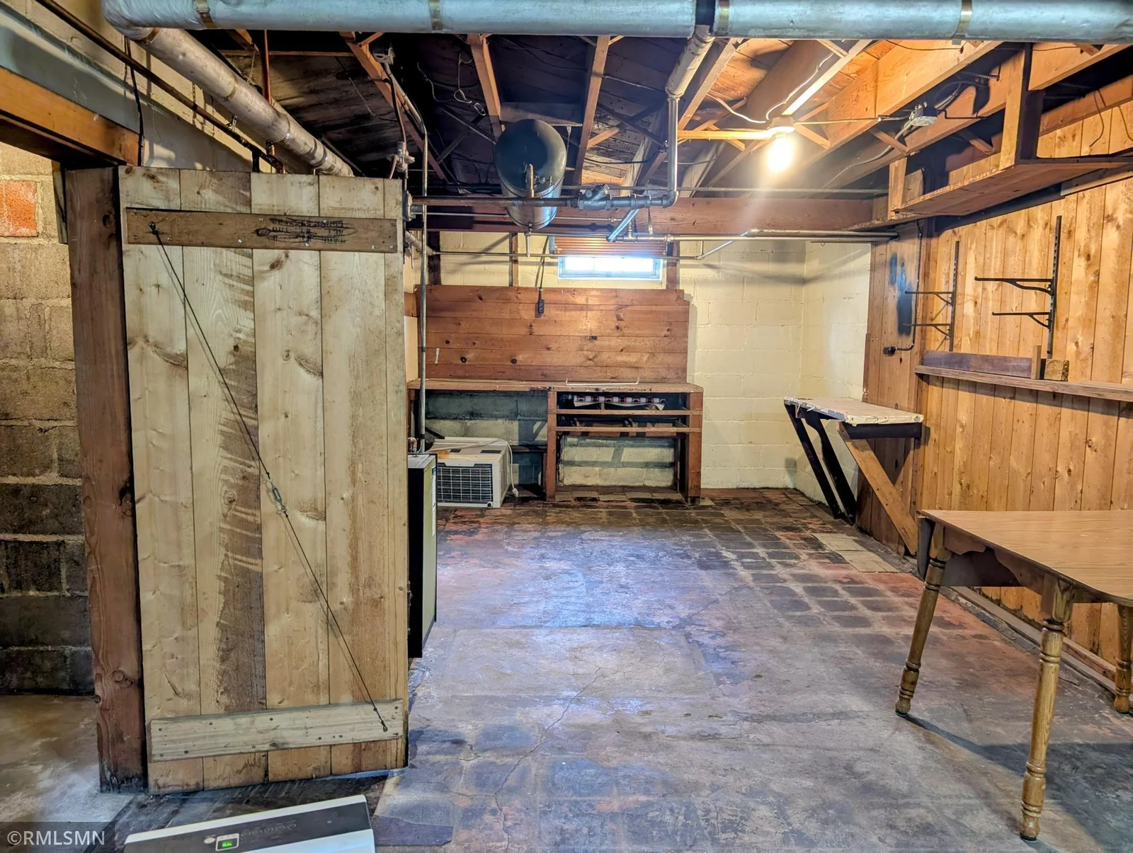 Storage area in basement with cold storage room