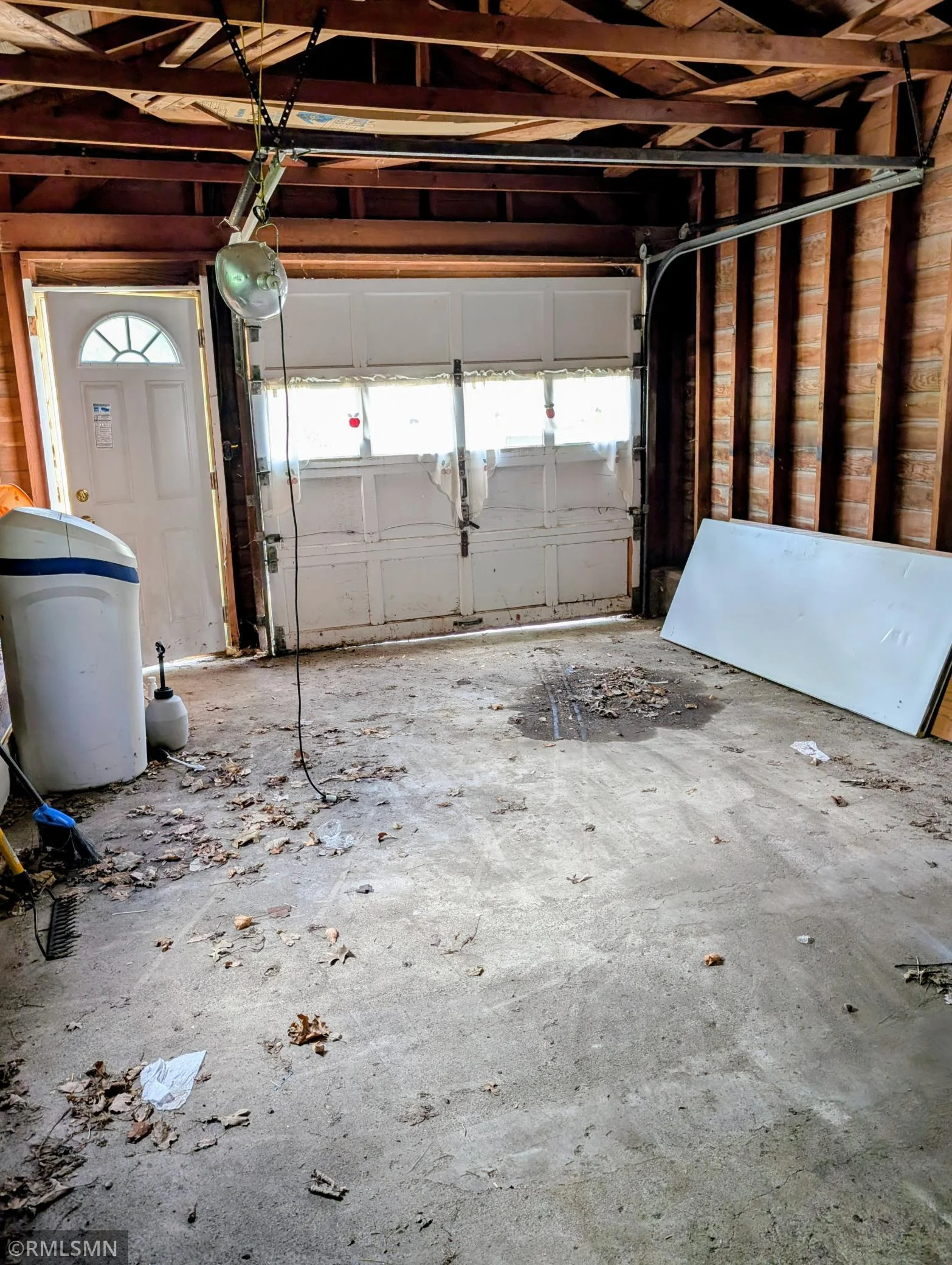 Inside of detached single car garage