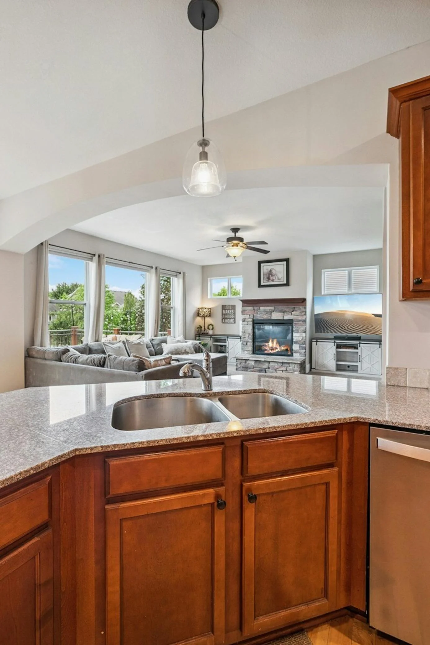 Kitchen is open to Living Room