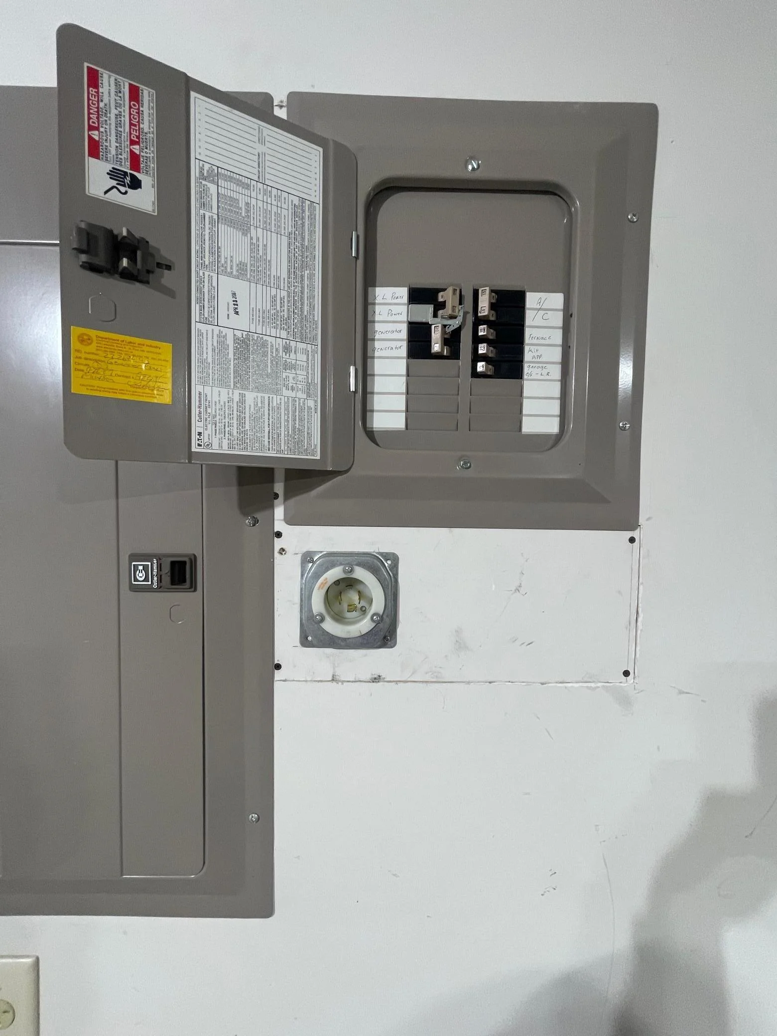 WIRED FOR GENERATOR