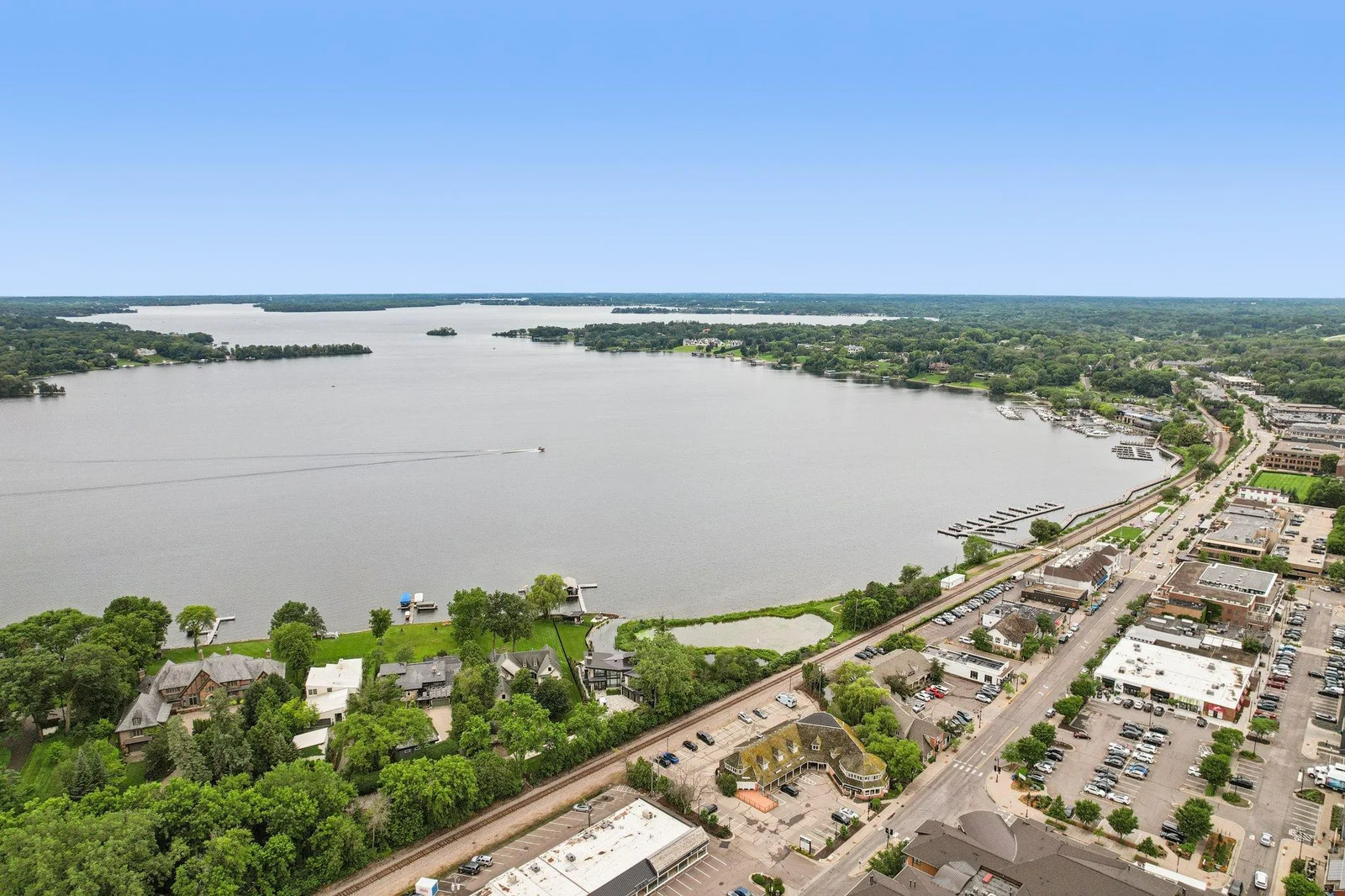 Located near the lake