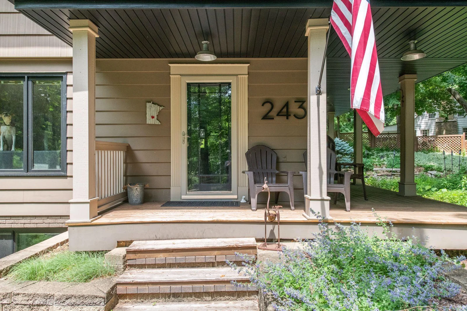 A charming wrap around porch to relax on and enjoy the day