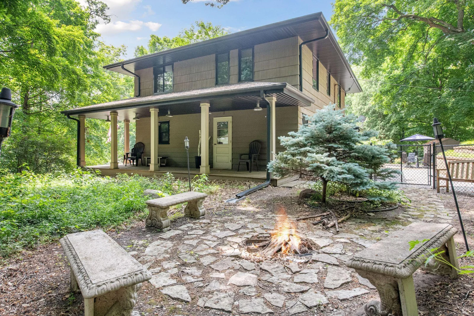 Gather round the fire pit to share in roasting marshmallows and telling good stories