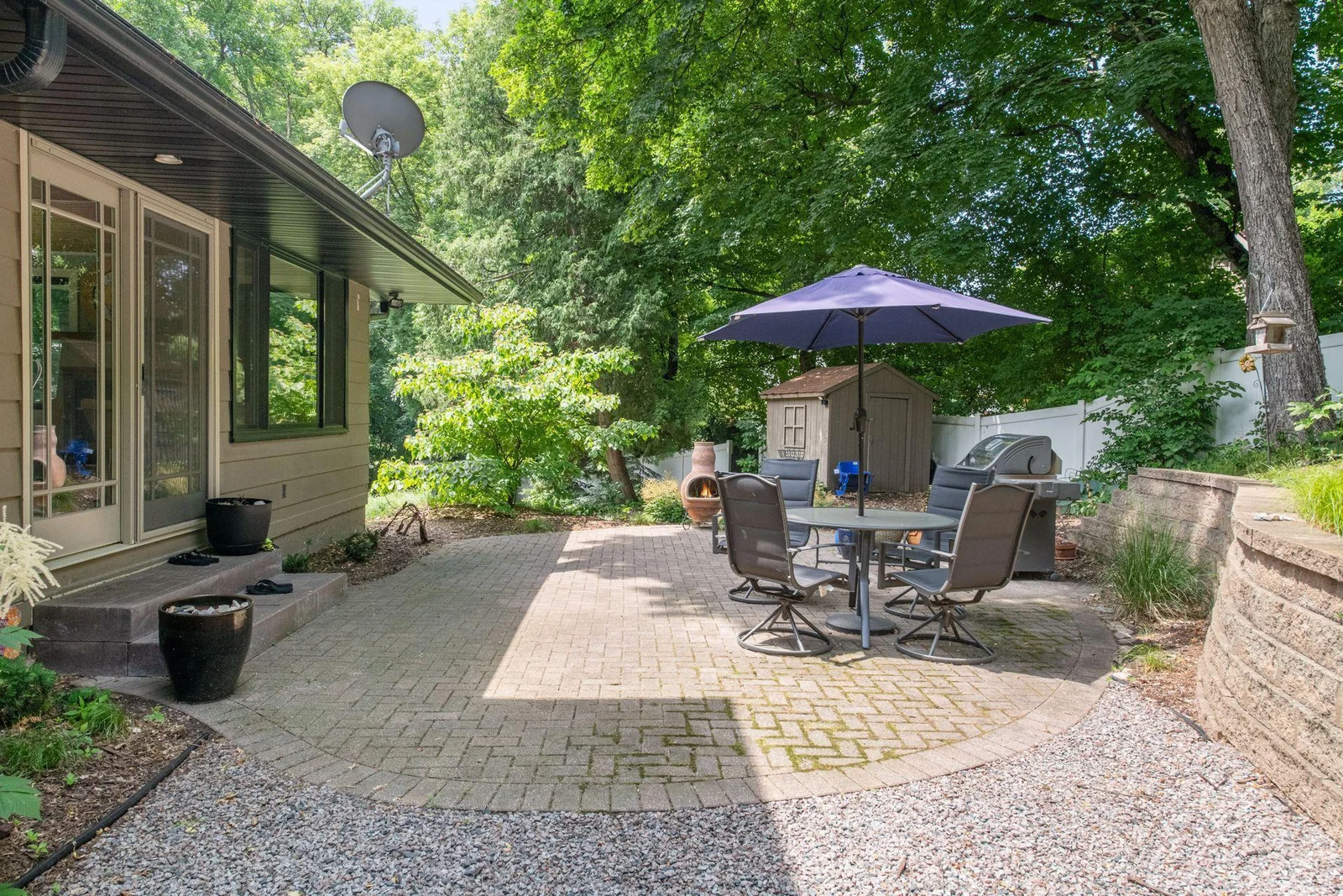 Extensive landscaping and hardscape throughout the property